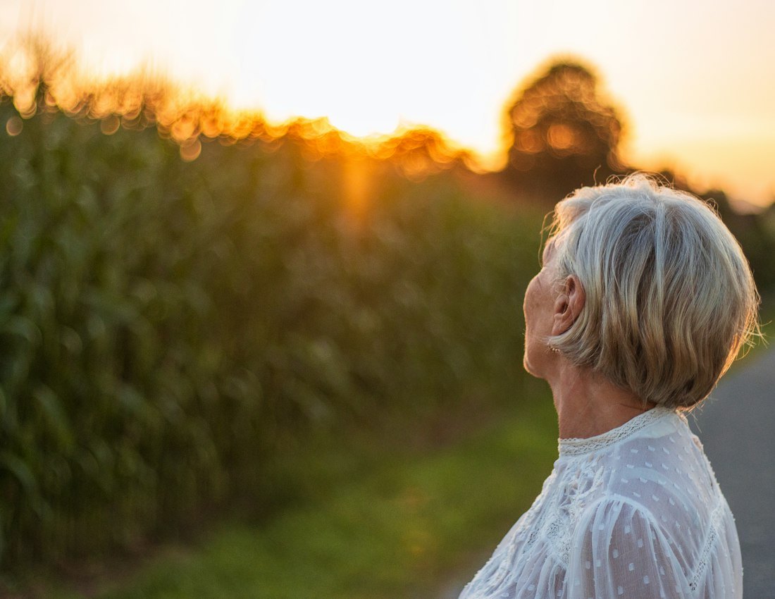 Woman enjoying a peaceful evening outdoors